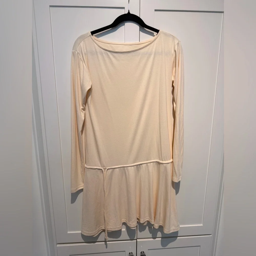 Free People Good Feels Long Sleeve Mini Dress size small color buttercream - Picture 3 of 4